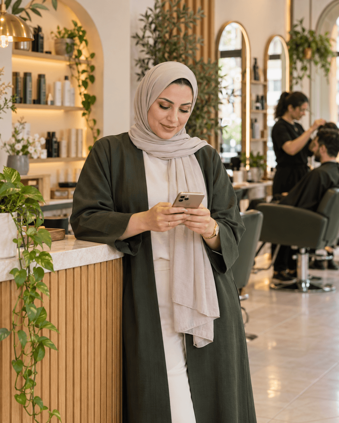 مشهد توضيحي لصاحبة صالون ترتّب يوم عملها